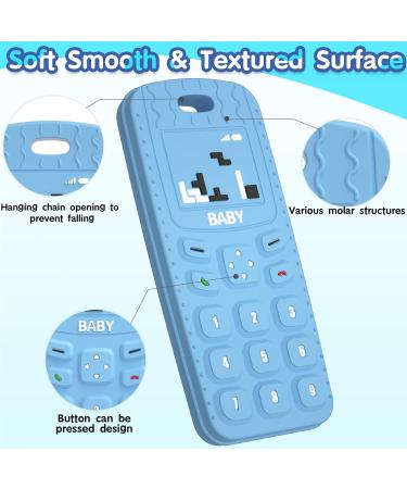 HOPEEYE 2 Pack Silicone Teething Toys for Babies 6-18 Months - BPA Free Chew Toys - Mobile Phone Shape - Sensory Toys Set (Black & Blue) - Buy Online on GoSupps.com