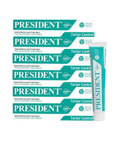 President Set with 6 tartar removers against tartar against plaque and caries fresh breath. RDA 60. 6 x 75 ml