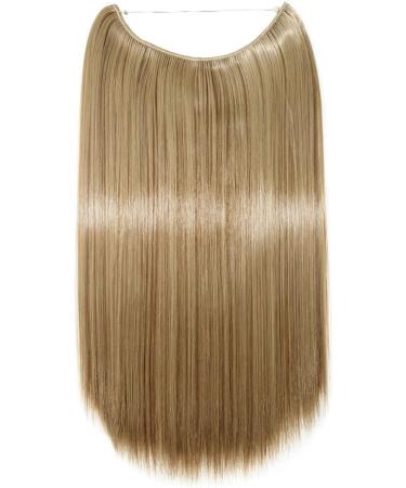 Hair Extensions no Clip Invisible Wire Adjustable Secret Rubber Band Hairpiece Real Natural Synthetic Fibre Hair 20 inch Straight Light Brown & Ash Blonde - Buy Online on GoSupps.com