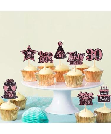 Keaziu 24 Pack Vintage 1994 Cupcake Toppers Happy 30th Cheers to 30 Cupcake Toppers Picks Thirty Hello Awesome since 1994 Cupcake Toppers 30 Years Happy Birthday Party Decoration 30 Pink - Buy Online on GoSupps.com