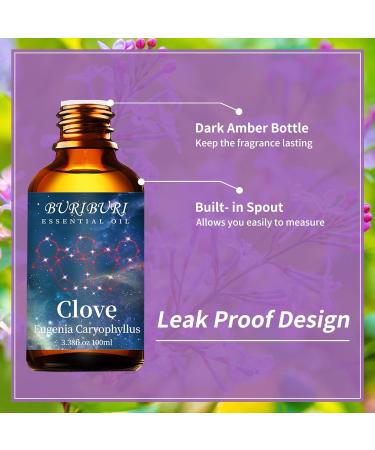 100ML Clove Essential Oil 100% Pure Undiluted Aromatherapy Clove Oil 3.38fl.oz for Soap Candle Making Massage Diffuser Humidifier BR-Clove 100.00 ml (Pack of 1) - Buy Online on GoSupps.com