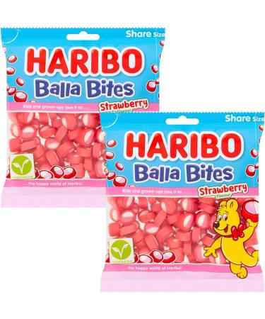 Strawberry Flavour Balla Bites Soft Gummy Sweets Candy Suitable for Vegetarians - 2x Share Bags 140g - Buy Online on GoSupps.com