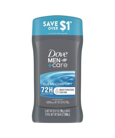 Dove Men+Care Antiperspirant Deodorant Stick Clean Comfort Twin Pack 72-Hour Sweat & Odor Protection Antiperspirant for Men With 1/4 Moisturizing Cream 2.7 oz Clean Comfort 2.7 Ounce (Pack of 2) - Buy Online on GoSupps.com