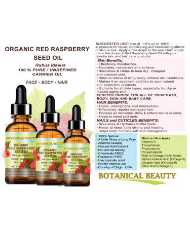 Organic Red Raspberry Seed Oil 0.5 Fl.oz for Face, Body & Hair - Botanical Beauty - Buy Online on GoSupps.com
