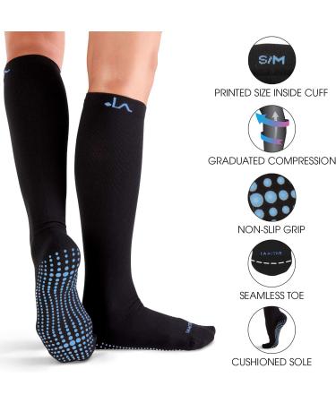 Premium La Active Compression Stockings 15-20 mmHg - Anti-Slip Knee Support Socks for Travel Sports & Pregnancy - Unisex Available in Black & Blue (36-41) - 1 Pair - Buy Online on GoSupps.com