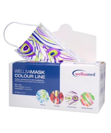 wellsamed Wellsamask Colour Line 50 pieces face mask with elastic band purple summer