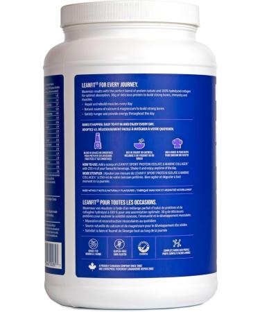 LEANFIT SPORT PROTEIN ISOLATE & MARINE COLLAGEN Chocolate Hazelnut Grass-Fed Protein Isolate and 100% Hydrolyzed Marine Collagen Powder (Type I III) 30g Protein and 10g Collagen Per Serving 24 Servings 880g Tub - Buy Online on GoSupps.com