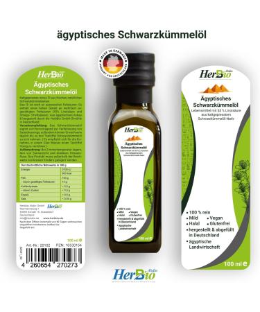 Herbbio Egyptian Black Cumin Oil - Cold-Pressed 100% Natural 100ml | Fresh & Raw Food Quality Black Seed Oil - Buy Online on GoSupps.com