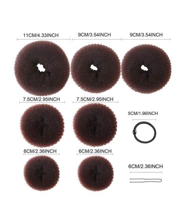 7-Piece Hair Knot Ring Bun Maker Set with Ribbons & Pins - Chignon Hairstyling Tools - Brown - Buy Online on GoSupps.com