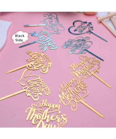 9PCS Happy Mother's Day Cupcake Toppers Acrylic Gold Mother's Day Cupcake Topper Best Mom Cake Picks 9 Styles Cake Decoration for Birthday Mother's Day Party Favors Style B - Buy Online on GoSupps.com