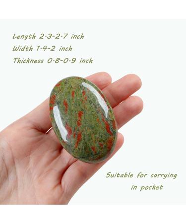 MAIBAOTA 2.4" Unakite Healing Crystal Gemstones Pocket Polished Gifts Oval Shape Reiki Spiritual Energy Nature Crystals for Women Men Relief Balancing Stress Divination Meditation - Buy Online on GoSupps.com