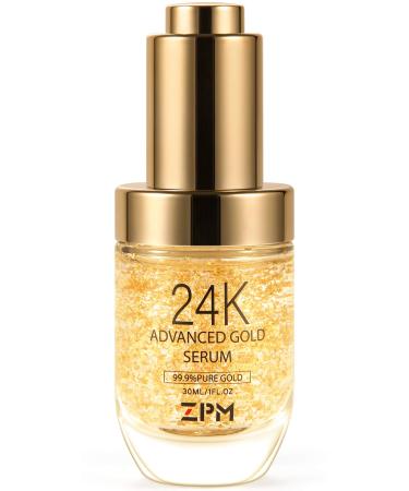 24K Gold Anti Aging Face Serum Moisturizer Enriched with Vitamin C Serum  Hyaluronic Acid  Vitamin E Cream for Day and Night Wrinkle Reduction  Re-Activate Skin Youth (1FL.OZ)