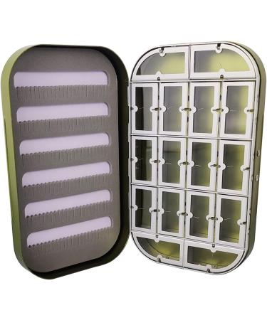 Eupheng Aluminum Fly Fishing Box - Slit Foam Compartments - Easy Grip - L-Green-16W - Buy Online on GoSupps.com