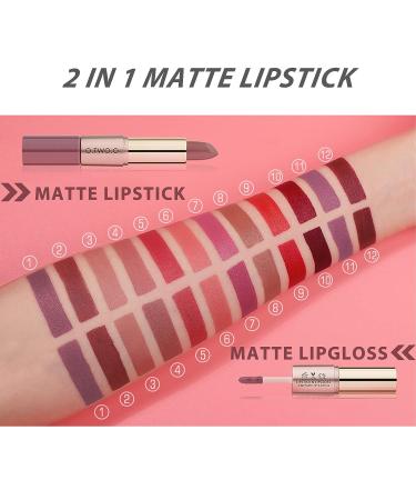 KUAILEGO Rose Gold 2-In-1 Matte Lipstick & Liquid Lipstick - Nude, Long-Lasting Waterproof Velvet Lip Gloss (01) - Buy Online on GoSupps.com