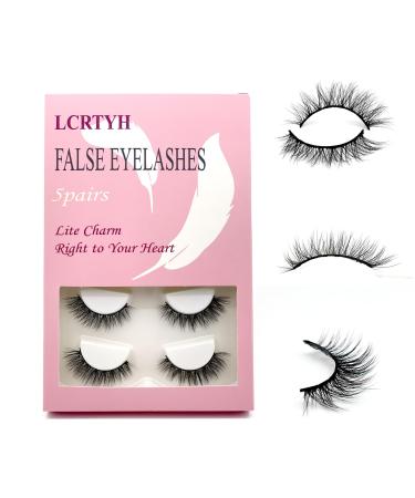 False Eyelashes 3D Natural Volume Lash Slick Softness 5 Pairs of Lashes per Box Easy to Wear and Reusable Cat Eye Fox Glamour Lashes Self Adhesive Eyelashes 1 Count (Pack of 5)