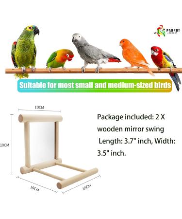 NINGVIHE Bird Mirror Bird Swing Parrot Cage Toys Bird Toy for Parrot Parakeets Conures Cockatiels Cage Swing Wooden Fun Play Toy for Birds (2 PACK) - Buy Online on GoSupps.com