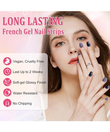 20Pcs Semi Cured Gel Nail Polish Strips Works with Any Nail Lamps Self-Adhesive Gel Nail Stickers Salon-Quality Long Lasting Waterproof Gel Nail Polish Wraps - Blue Marble Easy to Apply & Remove - Buy Online on GoSupps.com