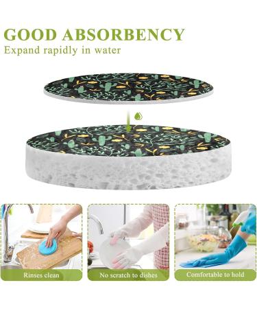 3-Pack Cleaning Kitchen Sponges Oval Cactus and Tree Kitchen Cellulose Dishwashing Wood Pulp Cotton - Buy Online on GoSupps.com