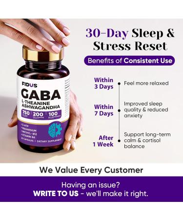 1050mg GABA L-Theanine Ashwagandha - Made in USA - Advanced Sleep Aid & Calm- Magnesium, 5-HTP, Vitamin B6 & B12, GABA (Gamma Aminobutyric Acid) Supplement - Melatonin-Free & Non-Habit Forming 60 Count (Pack of 1) - Buy Online on GoSupps.com