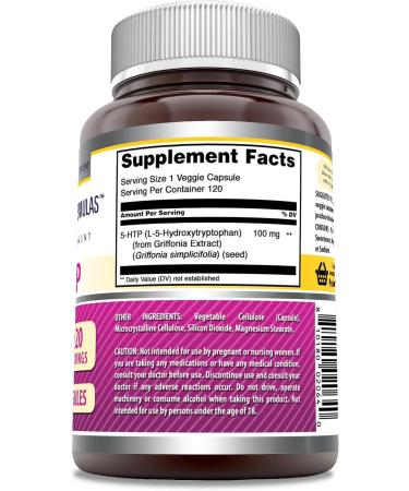 Amazing Formulas 5-HTP Supplement | 100mg Vegan Capsules | Non-GMO Gluten-Free Made in USA | 120 Count - Mood Support & Sleep Aid - Buy Online on GoSupps.com