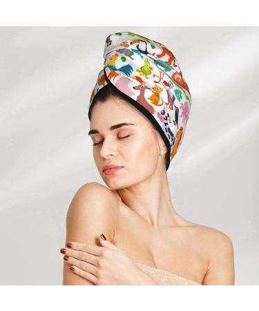 Quick-Dry Hair Towel Wrap - Cute Animal Design Button Closure Perfect Hair Drying Turban - Buy Online on GoSupps.com