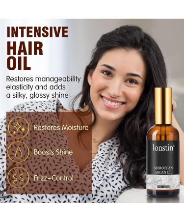 Lonstin Moroccan Argan Oil Hair Serum 1.69Fl Oz - Repair, Shine, & Nourish Dry, Frizzy Hair - Buy Online on GoSupps.com