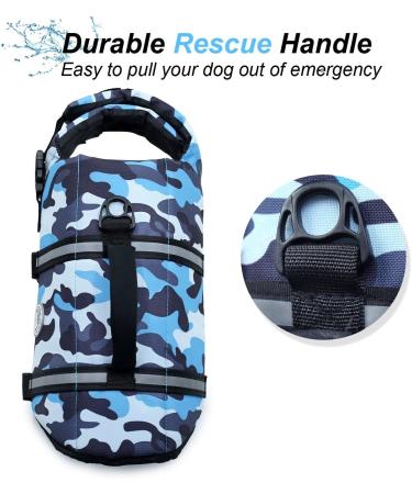 Vivaglory Ripstop Dog Rescue Vest - Camouflage Life Jacket for Small Medium & Large Dogs | Enhanced Buoyancy & Visibility | XXS (28-35cm) - Buy Online on GoSupps.com