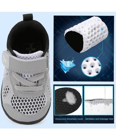 L-RUN Toddler Barefoot Summer Sneakers - Boys Girls Lightweight Mesh Tennis Shoes - 10 Toddler - Grey Black - Buy Online on GoSupps.com