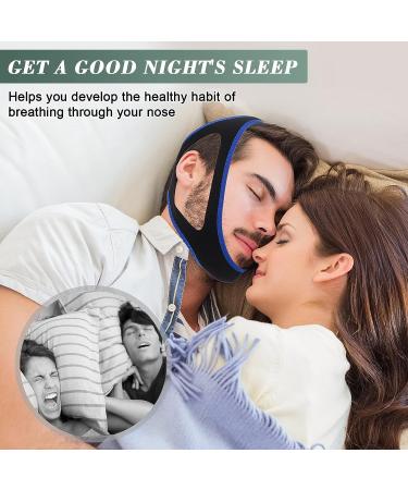 Adjustable Anti-Snoring Chin Strap for Sleep Apnea | Breathable Cpap Chin Strap | Effective Snoring Solution for Men and Women - Blue - Buy Online on GoSupps.com