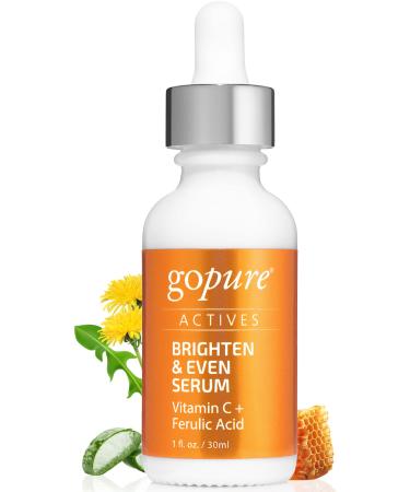 goPure Actives Vitamin C Serum - Skincare Brightening Vitamin C Serum For Face, & Anti Aging Look Serum for Fine Line & Wrinkle Reduction - Face Serum & Dark Spot Remover for Face - Anti-Acne too!