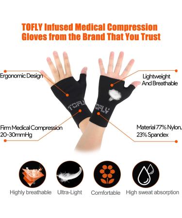 TOFLY Wrist & Thumb Support Sleeve - Compression Arthritis Gloves for Unisex - Medium (1 Pair) - Buy Online on GoSupps.com