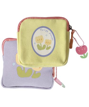 BESTonZON 2pcs Napkin Storage Bag Small Bag Organizer Cute Wallet Handbag Organizer Inserts Tote Insert Organizer Teen Girl Purse Reusable Pads Menstrual Lipsticks Storage Pouch Assorted Color -1 15.5X15.5CM