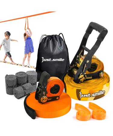 Slackline Kit Slakcline Longer 65ft with Tree Protectors Arm Trainer and Carry Bag,Slack Lines for Backyared for Kids and Adults