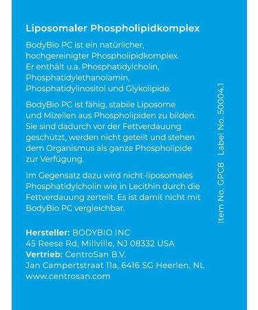 BodyBio PC Phospholipid Complex Liposomal 237ml - Purity Phosphatidylcholine & Essential Phospholipids for Optimal Health | International Shipping Available - Buy Online on GoSupps.com
