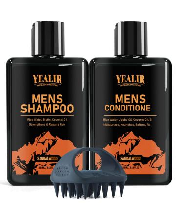 Men's Shampoo and Conditioner w/Rice Water and Biotin Deeply Strengthens Moisturizes and Nourishes Hair Reduces Hair Loss Natural Shampoo and Conditioner Set - 2 x 8.45 Fl Oz
