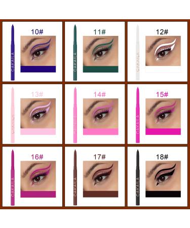 18 Colors Eyeliner Pen Set - Metallic, Glitter, and Pearl Eye Shadow Pencil Kit for Women - Waterproof and Retractable Eye Makeup - Professional Colored Eyeliner for Eye & Lip - 18PCS - Buy Online on GoSupps.com