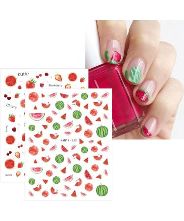 JMEOWIO 12 Sheets Fruit Nail Art Stickers Decals Self-Adhesive Strawberry Watermelon Lemon Nail Supplies Nail Art Design Decoration Accessories - Buy Online on GoSupps.com