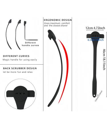 Manual Body Back Shaver for Men & Women | 2-in-1 Hair Removal & Back Scrubber with 9 Blades | Bendable Long Handle for Beard Chest Armpit Leg & Bikini Hair Removal - Buy Online on GoSupps.com