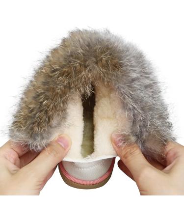 MINBEI Baby Girls Soft Leather Waterproof Winter Snow Boots - Toddler Girls Pink White Rose Gold Brown - Size 9.5 UK Child S411 White - Buy Online on GoSupps.com