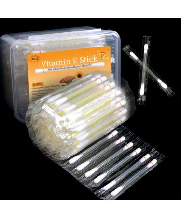 100PCS Vitamin E Stick Swab Kugge Disposable VE Lip Oil Q-tip with Free Storage Case for Teeth Whitening Lip Moisturizing and Anti-Allergy for Gum