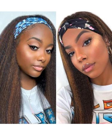 22 Inch Glueless Kinky Yaki Straight Headband Wig for Black Women - High Temperature Synthetic Hair - 1B30 Mix Brown - 22 Inch - Buy Online on GoSupps.com