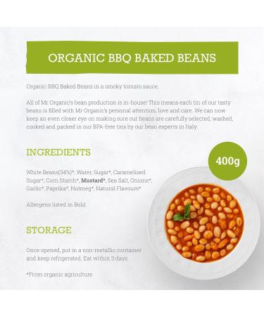 Mr Organic BBQ Baked Beans 400g - Non GMO, Preservative Free - Gluten Free, Vegan - Healthy Home Cooking - 1 Pack, 400g - Buy Online on GoSupps.com