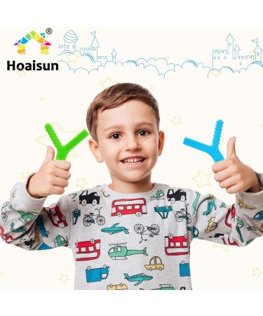 Sensory Chew Toys 2 Pack for Autistic Children - Silicone Oral Motor Tools for Autism ADHD SPD - Biting Fidget & Teething Relief - Blue & Green - Buy Online on GoSupps.com