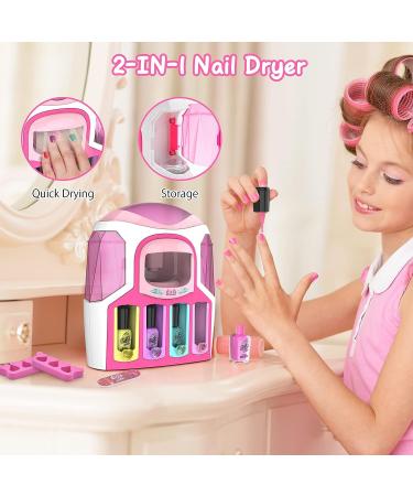 Amagoing Kids Nail Art Kit for Girls - 2 in 1 Dryer Nail Salon Set with Peelable Polishes, Stickers - Perfect Manicure Playset for Girls Ages 7-12 - Buy Online on GoSupps.com