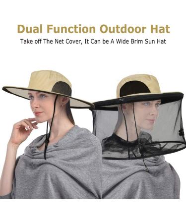 Sun Hat with Hidden Mesh Mask for Mosquito Protection - Cream | 1 Pack - Buy Online on GoSupps.com