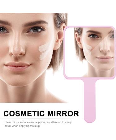 SOLUSTRE Square Hand Mirror - Pink | Handheld Cosmetic Mirror for Makeup, Salon & Hairdressing - Buy Online on GoSupps.com