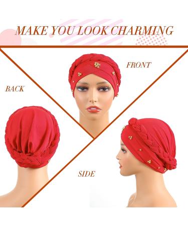 SATINIOR Women's 9-Piece Multicolor Braided Turban Cap Set - Pre-Tied Headscarf for Stylish Hair Coverage - One Size - Buy Online on GoSupps.com
