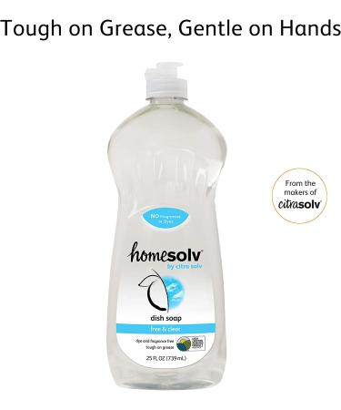Homesolv Dishwashing Liquid Free & Clear - 25 Fl Oz | Eco-Friendly, Fragrance-Free Cleaning - Buy Online on GoSupps.com