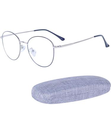 Joxigo Retro Round Computer Glasses - Anti-Blue Light UV Protection Metal Frame Includes Glasses Case - Black & Silver - Buy Online on GoSupps.com