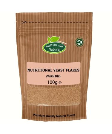 Nutritional Yeast Flakes with B12 100g Vegan Non-GMO by Hatton Hill